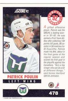 1992-93 Score #478 Patrick Poulin Back