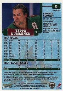 1999-00 O-Pee-Chee Chrome - Refractors #80 Teppo Numminen Back
