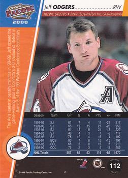 1999-00 Pacific - Gold #112 Jeff Odgers Back