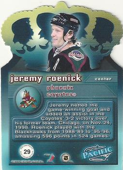 1999-00 Pacific - Gold Crown Die Cuts #29 Jeremy Roenick Back