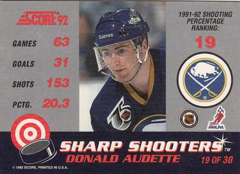 1992-93 Score - Sharp Shooters #19 Donald Audette Back