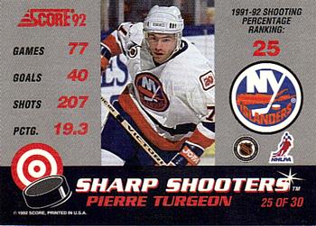 1992-93 Score - Sharp Shooters #25 Pierre Turgeon Back