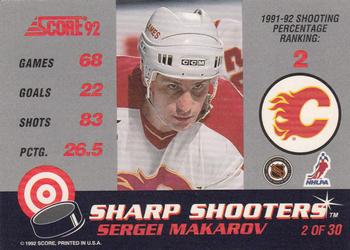 1992-93 Score - Sharp Shooters #2 Sergei Makarov Back