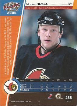 1999-00 Pacific - Ice Blue #288 Marian Hossa Back