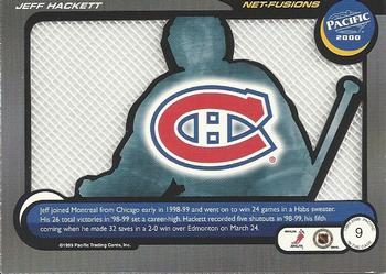 1999-00 Pacific - In the Cage Net-Fusions #9 Jeff Hackett Back