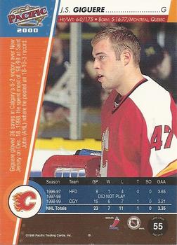 1999-00 Pacific - Red #55 J.S. Giguere Back