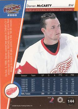 1999-00 Pacific - Red #144 Darren McCarty Back