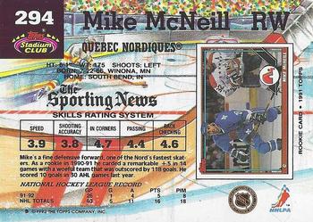 1992-93 Stadium Club #294 Mike McNeill Back