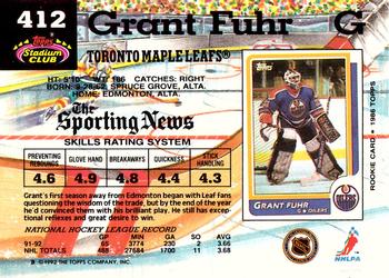1992-93 Stadium Club #412 Grant Fuhr Back