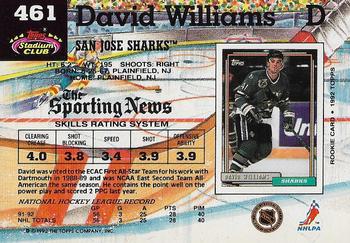 1992-93 Stadium Club #461 David Williams Back