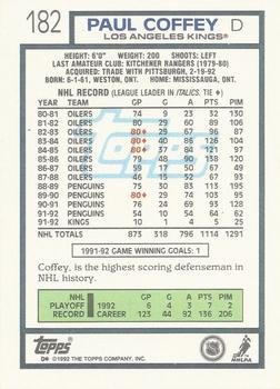 1992-93 Topps #182 Paul Coffey Back