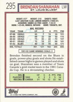 1992-93 Topps #295 Brendan Shanahan Back