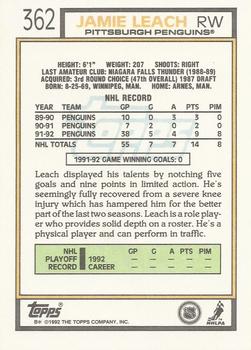 1992-93 Topps #362 Jamie Leach Back