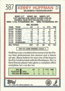 1992-93 Topps #387 Kerry Huffman Back
