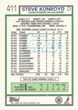 1992-93 Topps #411 Steve Konroyd Back