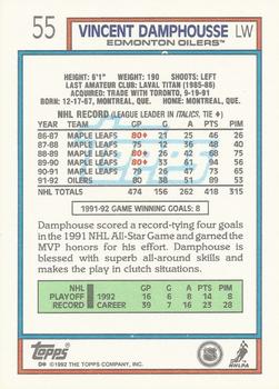 1992-93 Topps #55 Vincent Damphousse Back
