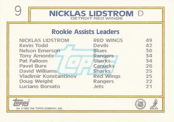 1992-93 Topps #9 Nicklas Lidstrom Back