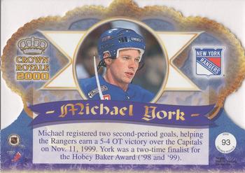 1999-00 Pacific Crown Royale - Limited Series #93 Mike York Back