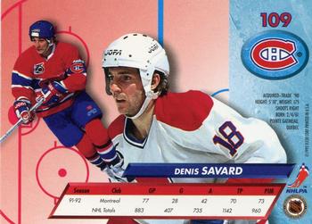 1992-93 Ultra #109 Denis Savard Back