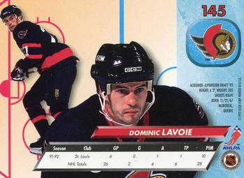 1992-93 Ultra #145 Dominic Lavoie Back