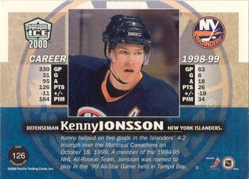 1999-00 Pacific Dynagon Ice - Gold #126 Kenny Jonsson Back