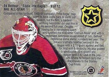 1992-93 Ultra - NHL All-Stars #9 Ed Belfour Back