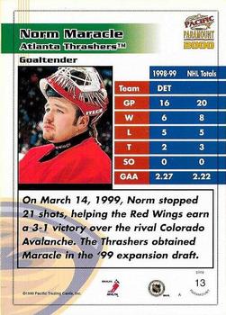 1999-00 Pacific Paramount - Red #13 Norm Maracle Back