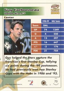 1999-00 Pacific Paramount - Red #70 Guy Carbonneau Back