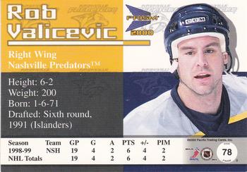 1999-00 Pacific Prism - Holographic Gold #78 Rob Valicevic Back