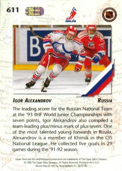 1992-93 Upper Deck #611 Igor Alexandrov Back