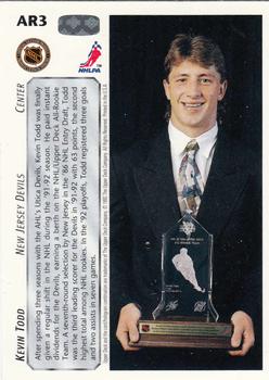 1992-93 Upper Deck - All-Rookie Team #AR3 Kevin Todd Back