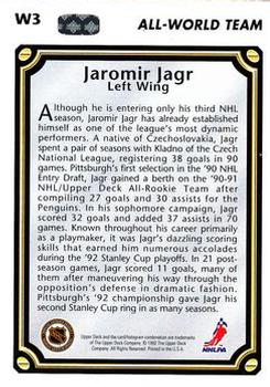 1992-93 Upper Deck - All-World Team #W3 Jaromir Jagr Back