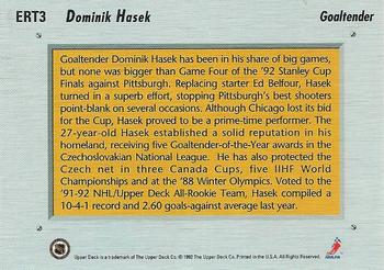 1992-93 Upper Deck - Euro-Rookie Team Holograms #ERT3 Dominik Hasek Back