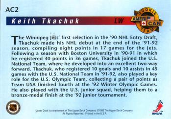 1992-93 Upper Deck - Ameri-Can Rookie Team Holograms #AC2 Keith Tkachuk Back