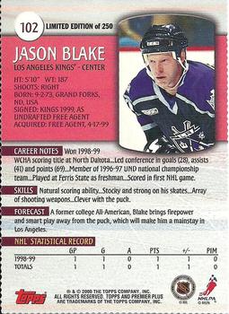 1999-00 Topps Premier Plus - Foil Parallel #102 Jason Blake Back