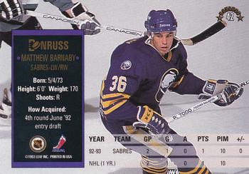 1993-94 Donruss #42 Matthew Barnaby Back