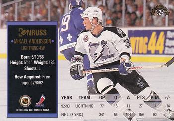 1993-94 Donruss #322 Mikael Andersson Back