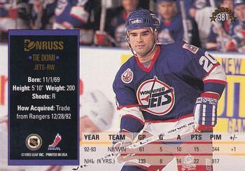 1993-94 Donruss #381 Tie Domi Back