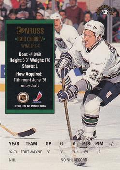 1993-94 Donruss #436 Igor Chibirev Back