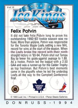 1993-94 Donruss - Ice Kings #6 Felix Potvin Back