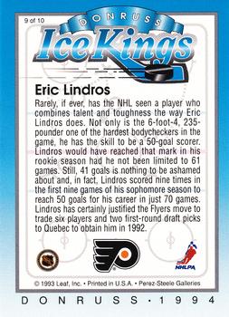 1993-94 Donruss - Ice Kings #9 Eric Lindros Back