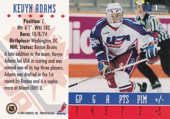 1993-94 Donruss - 1994 World Junior Championship USA #USA 1 Kevyn Adams Back