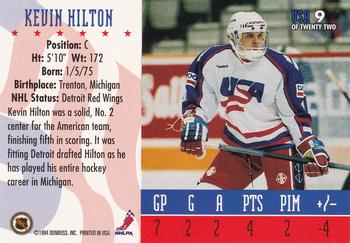 1993-94 Donruss - 1994 World Junior Championship USA #USA 9 Kevin Hilton Back