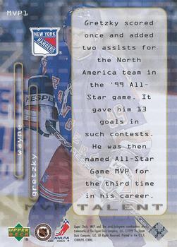 1999-00 Upper Deck MVP - MVP Talent #MVP1 Wayne Gretzky Back