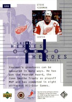1999-00 Upper Deck Wayne Gretzky - Great Heroes #GH6 Steve Yzerman Back