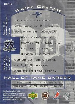 1999-00 Upper Deck Wayne Gretzky - Hall of Fame Career #HOF15 Wayne Gretzky Back