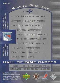 1999-00 Upper Deck Wayne Gretzky - Hall of Fame Career #HOF30 Wayne Gretzky Back