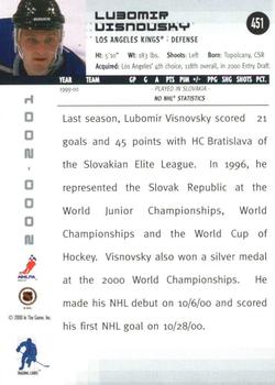 2000-01 Be a Player Memorabilia - NHL All-Star Fantasy Ruby #451 Lubomir Visnovsky Back