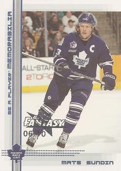 2000-01 Be a Player Memorabilia - NHL All-Star Fantasy Sapphire #296 Mats Sundin Front