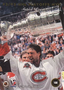 1993-94 Leaf #100 Stanley Cup Champions / NHL Playoffs MVP Back